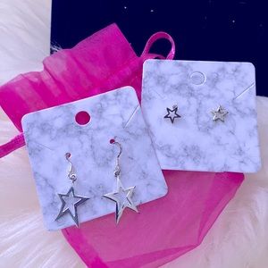 🆕2 Pairs Of Sterling Silver Star Earrings